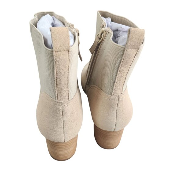 Violet & Red Loaded Knit Cuff Ankle Boots Booties Tan Womens Size 10 Block Heel - Picture 5 of 10